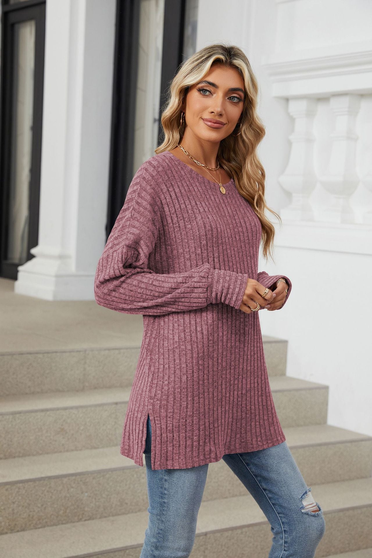 Long Sleeve Loose Crew Neck Pit Strip Grind