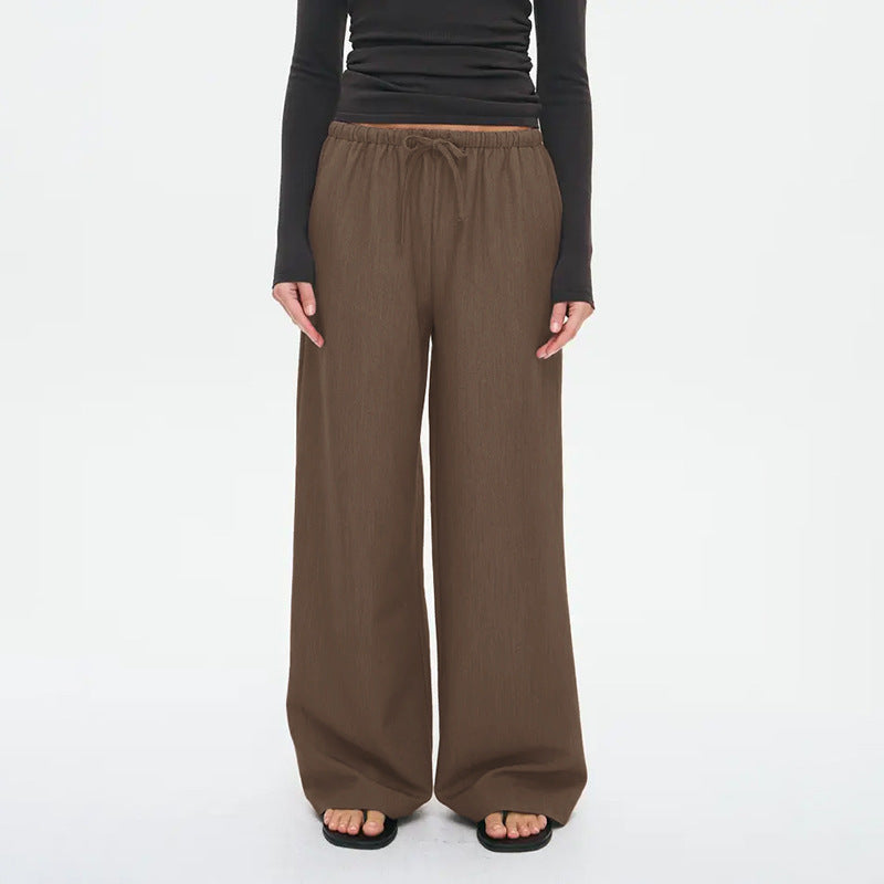 Solid Lightweight Pants Casual Elastic Waist Wide Leg