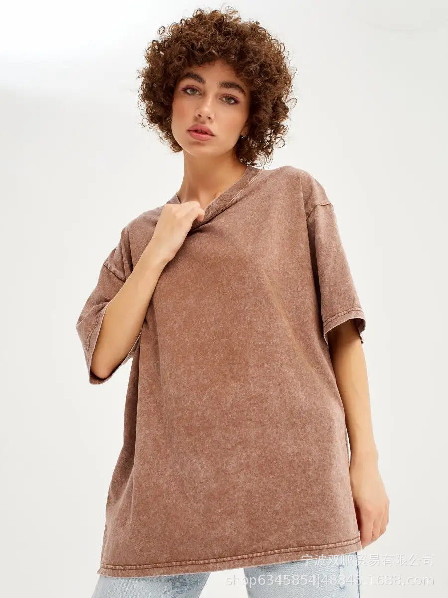 Vintage Washed Cotton Oversized Short Sleeve Tee