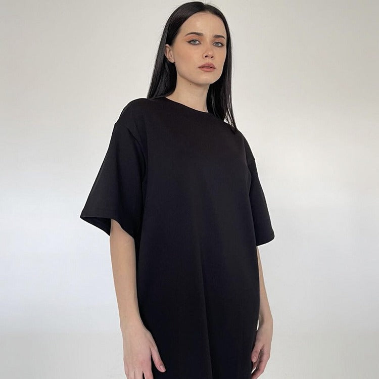 Solid Oversized T Shirt Loose Fit Crewneck Casual Tee