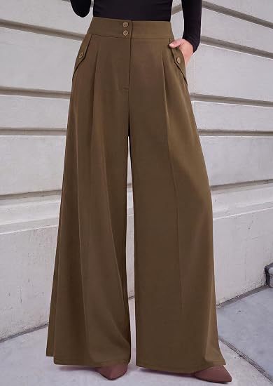 High Waist Wide Leg Dress Pants Business Casual Trousers