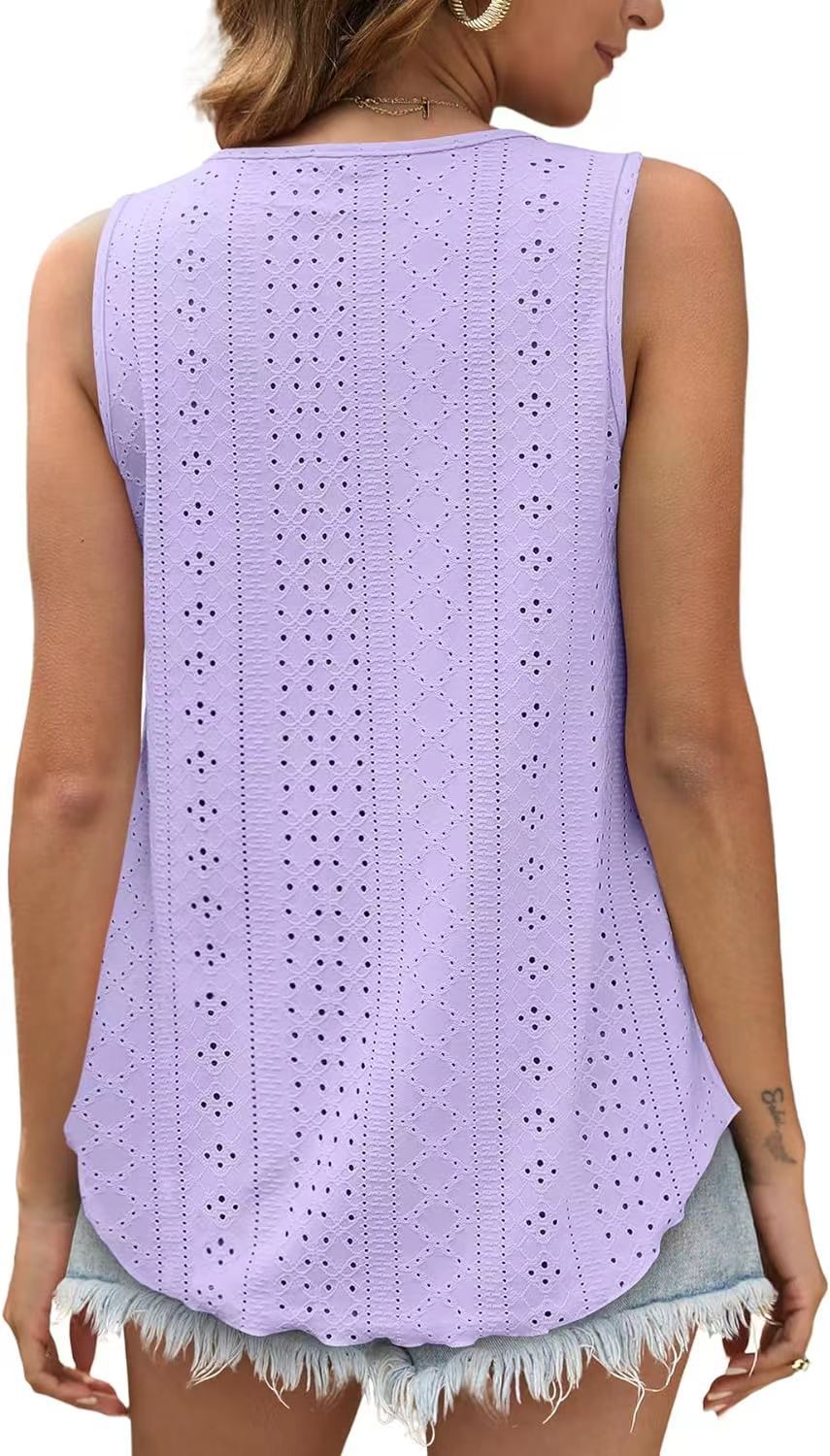 Women's Summer Loose Fit Round Neck Sleeveless Vest Top