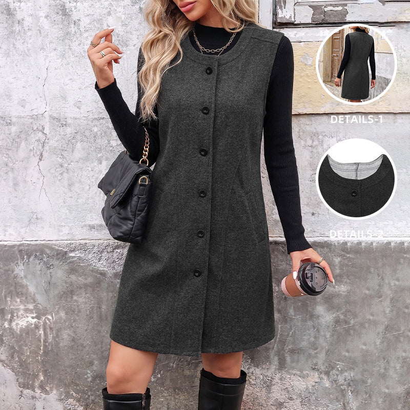 Longline Button Vest Sleeveless Jacket Casual Streetwear