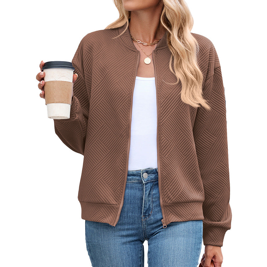 Women's Oversized Quilted Zip-Up Bomber Jacket