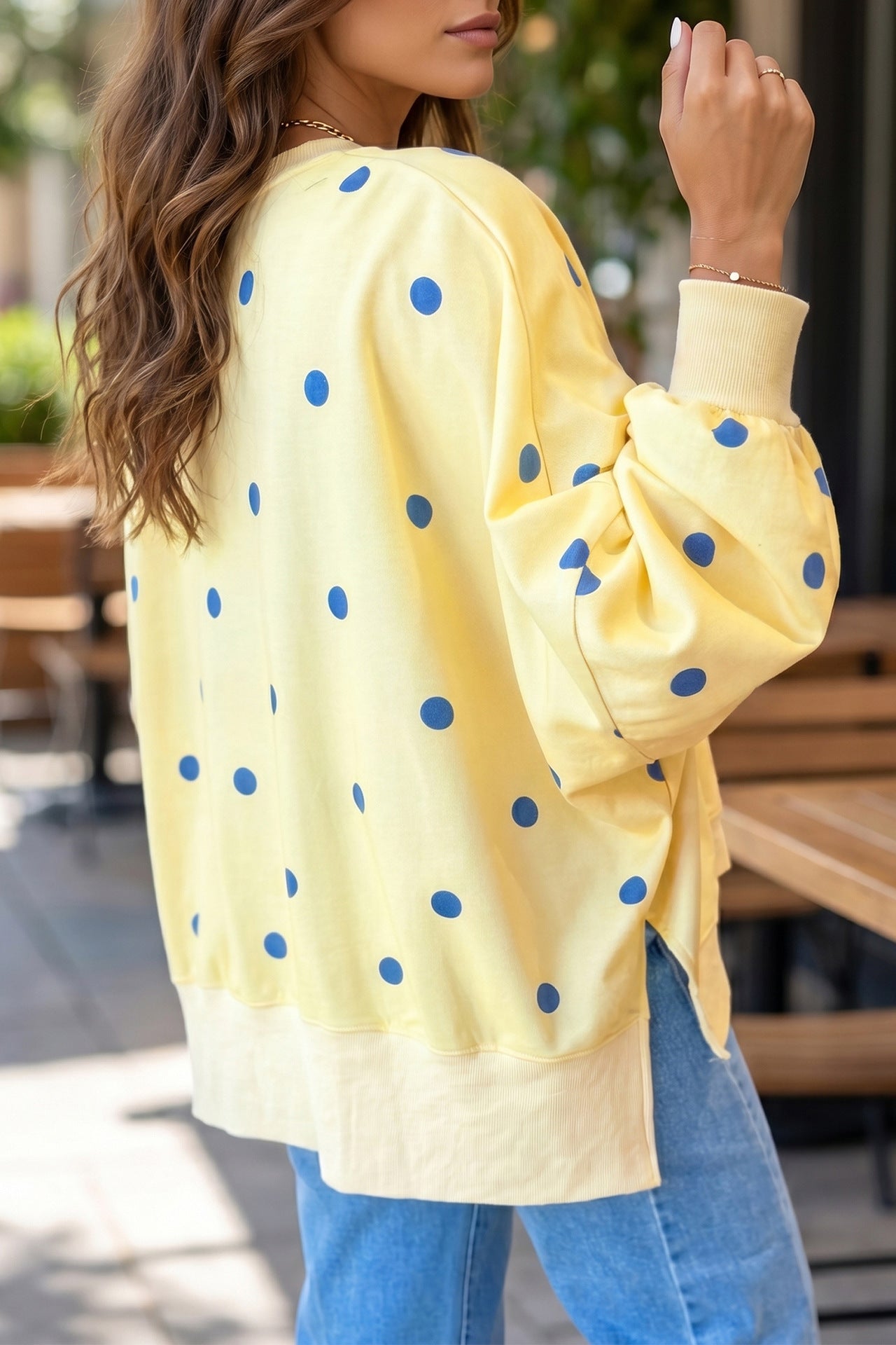 Custom Polka Dot Oversized Sweatshirt Womens Casual Pullover