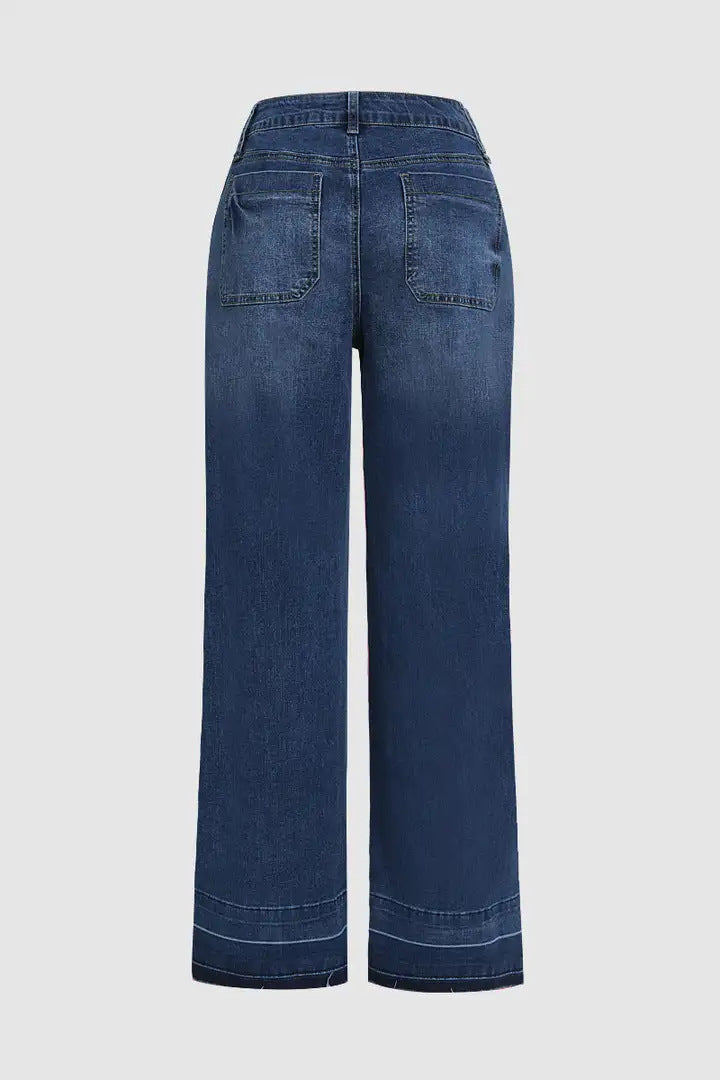 Washed Denim Jeans Vintage High Waist Wide Leg