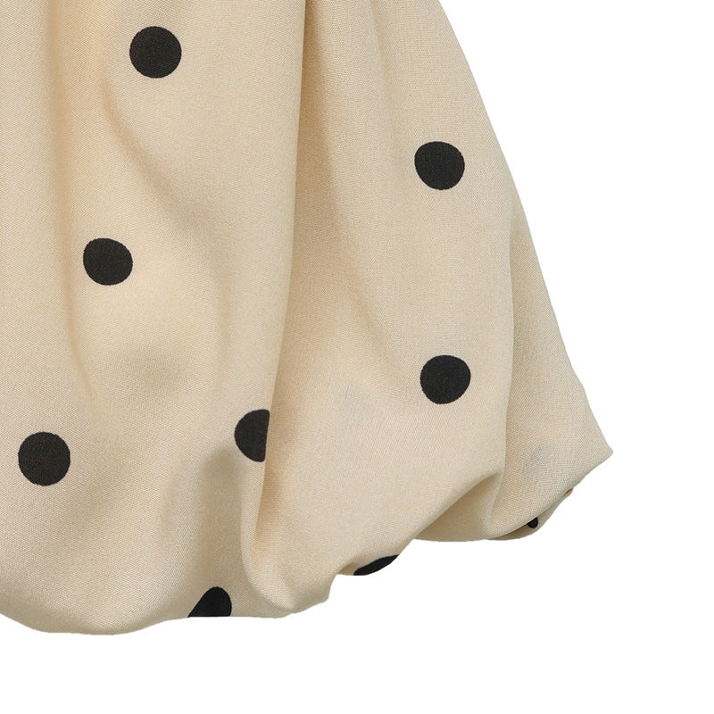 Polka Dot Strapless Peplum Tube Top Bubble Hem Crop