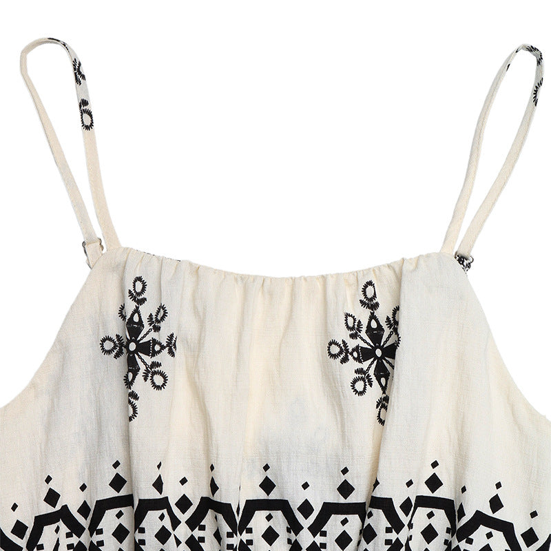 Boho Print Wide Leg Jumpsuit Spaghetti Strap Summer