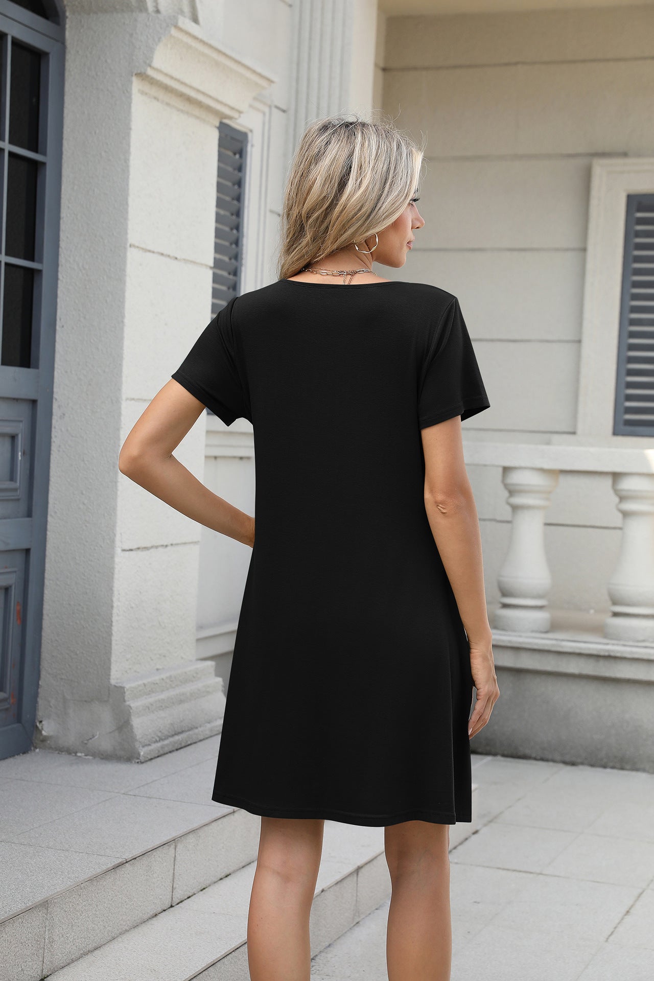Soft Cotton Lounge Dress with Pintuck Detail and Side Pockets