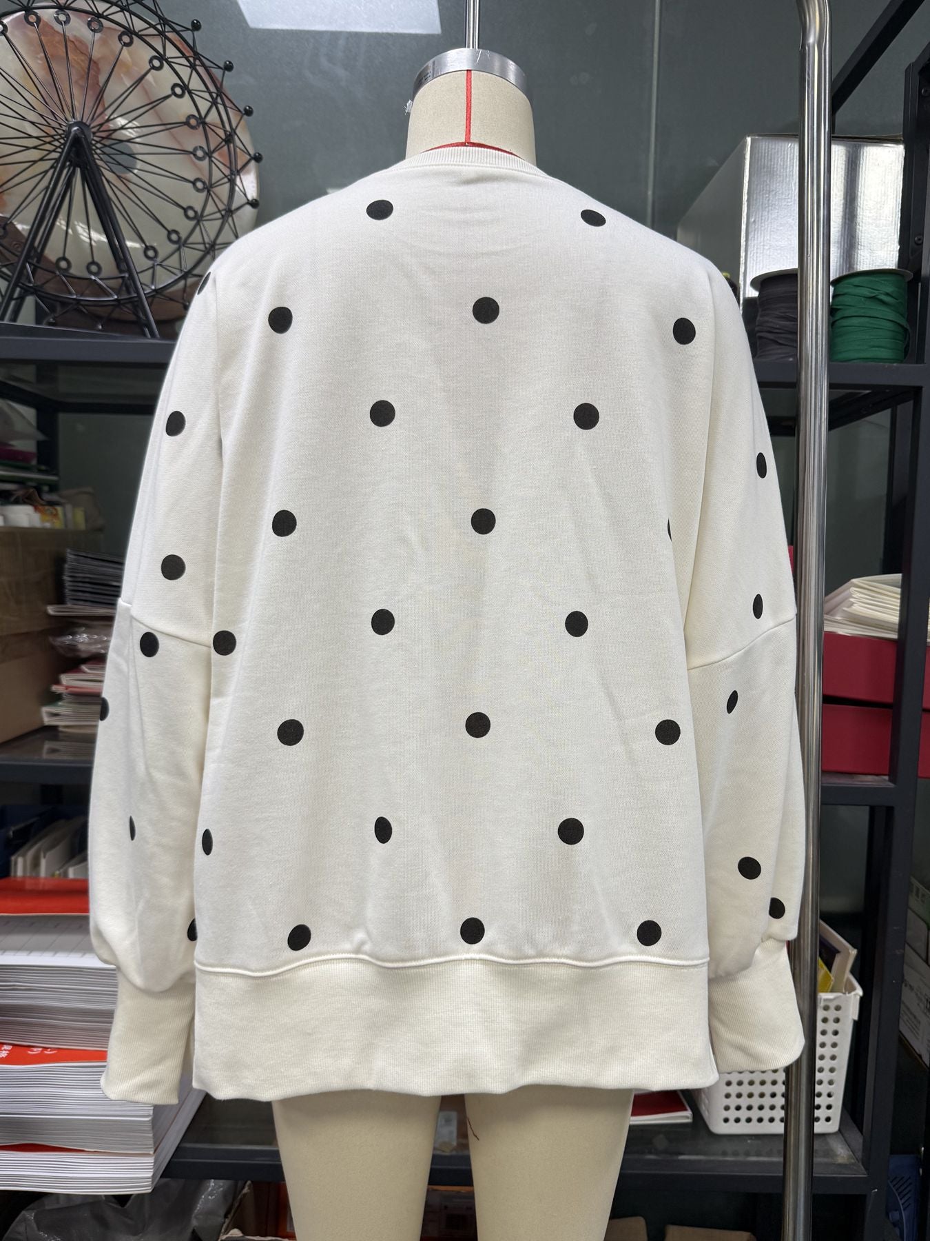 Custom Polka Dot Oversized Sweatshirt Womens Casual Pullover