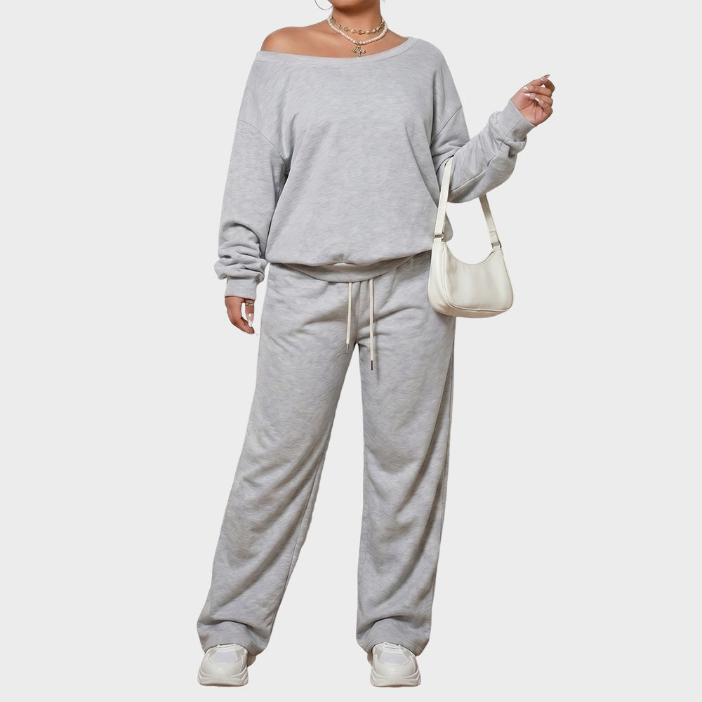 Solid Fleece Two Piece Set Oversized Lounge Casual Outfit