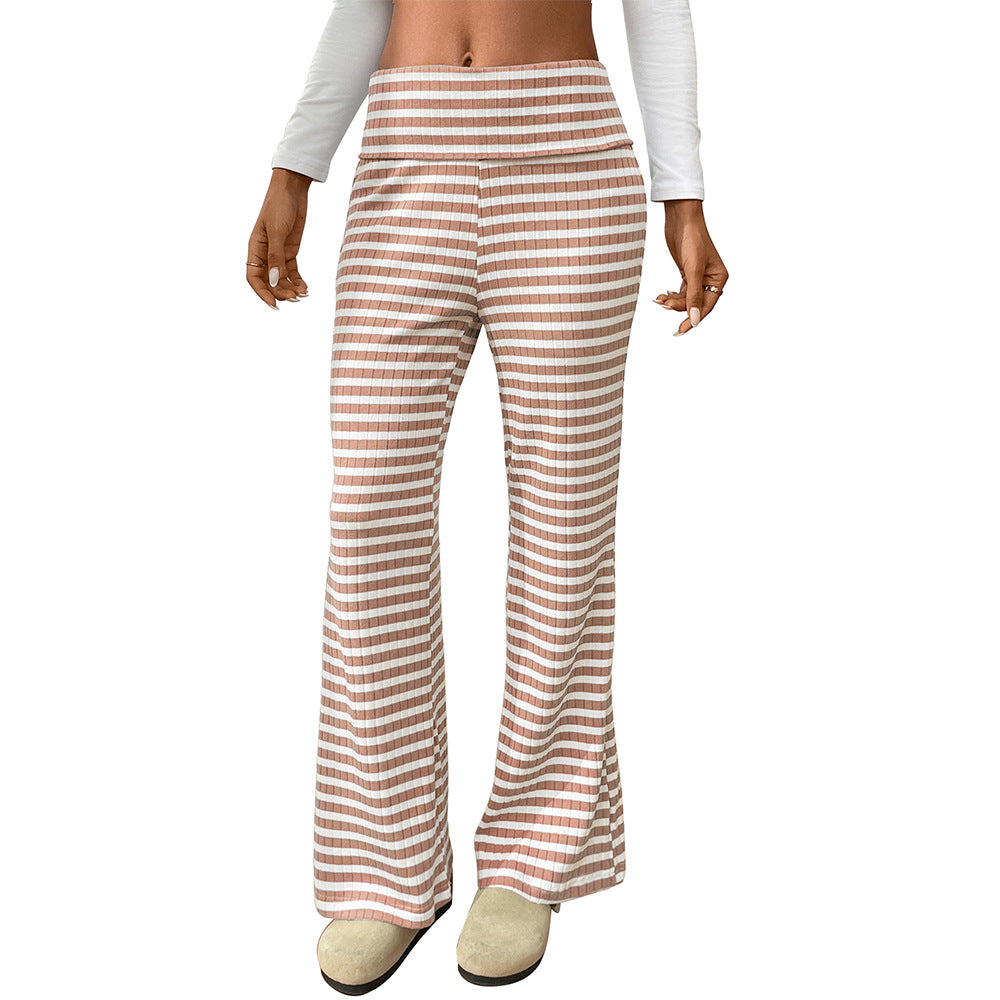 Casual Y2K Striped High-Waist Wide-Leg Lounge Pants