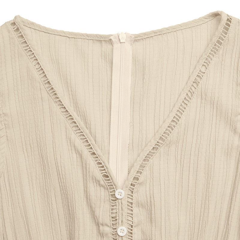 Sleeveless Wide Leg Jumpsuit V Neck Casual Romper