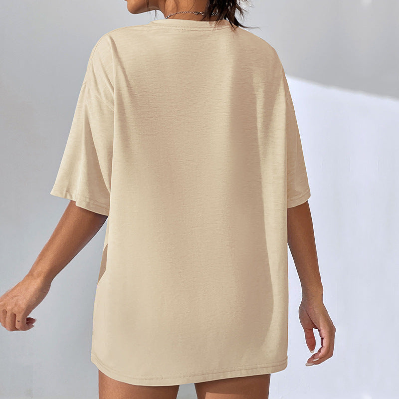 Oversize Casual Solid Short Sleeve Round Neck T Shirt