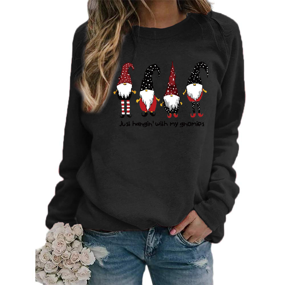Womens Christmas Gnomes Graphic Crewneck Sweatshirt