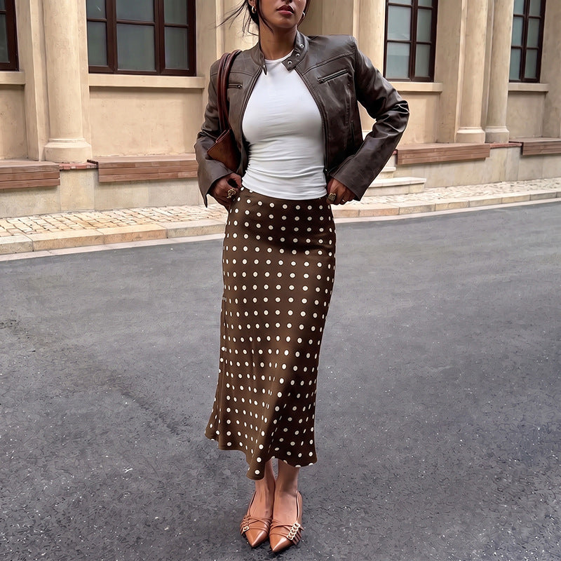Polka Dot Midi Skirt High Waist Flare A Line Skirt