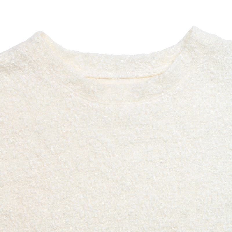 Paisley Textured Knit Top Oversized Drop Shoulder