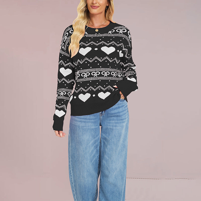 Women's Valentine's Day Heart Crew Neck Sweater