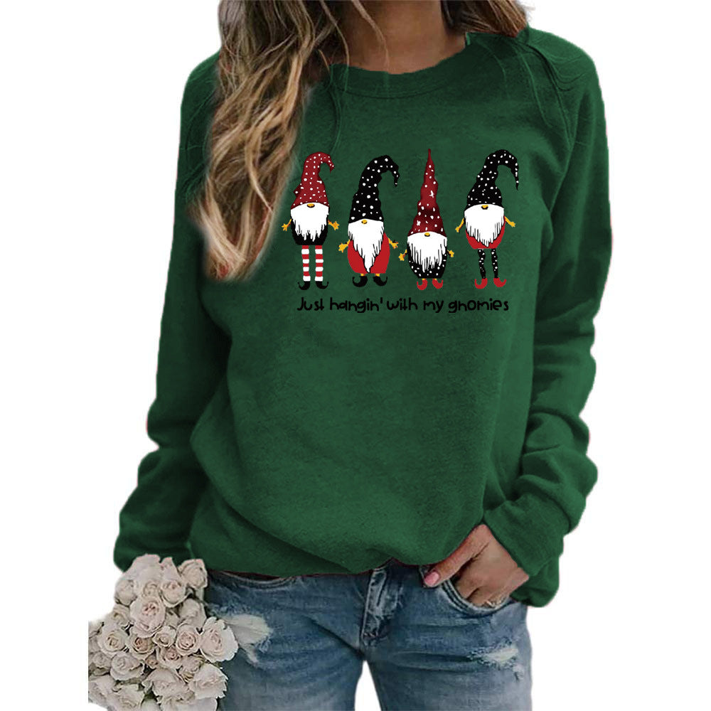 Womens Christmas Gnomes Graphic Crewneck Sweatshirt