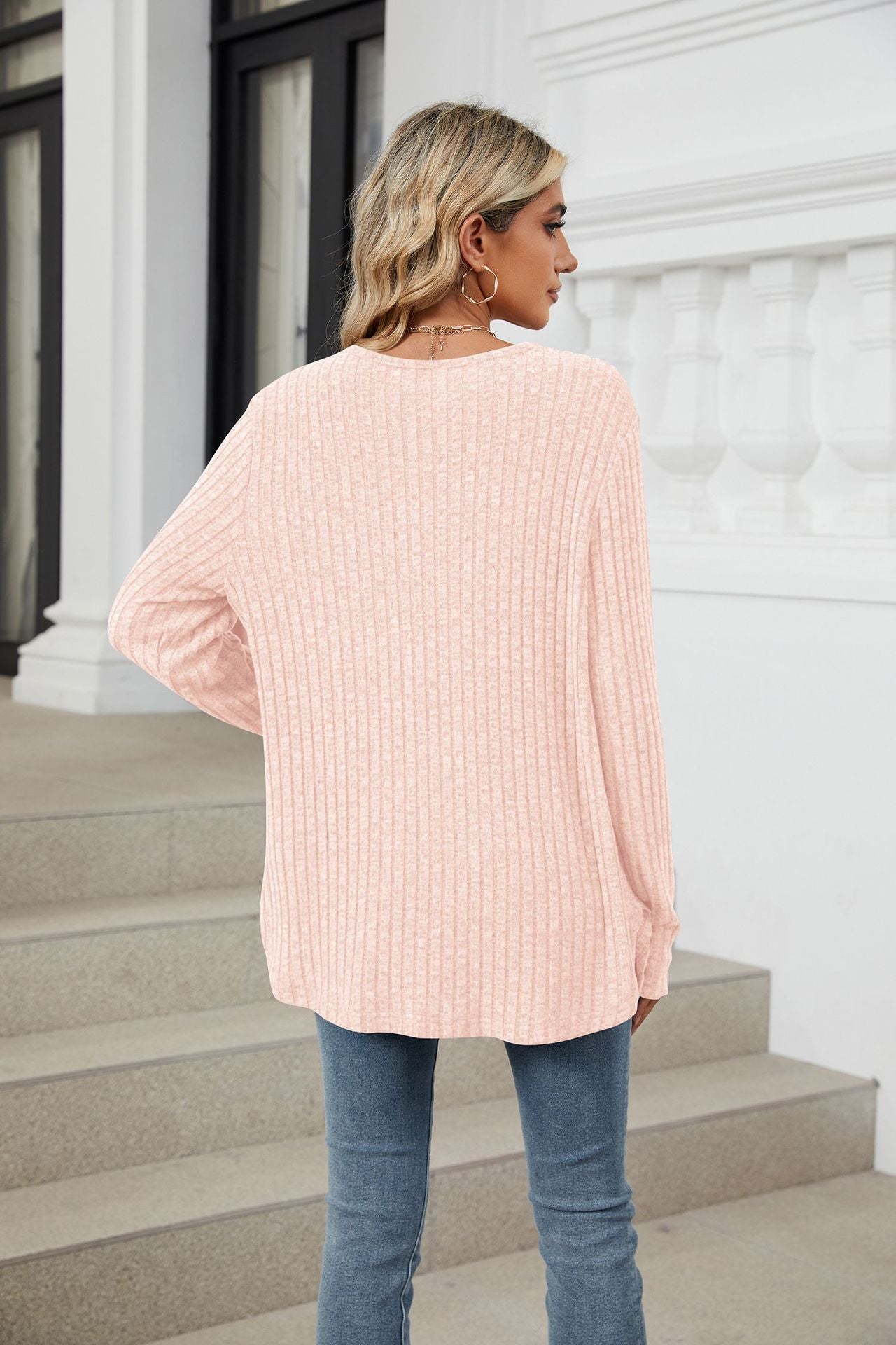 Solid Color Long Sleeve Button Cardigan Knitted