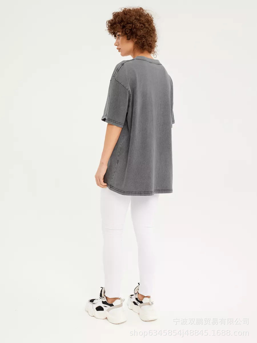 Vintage Washed Cotton Oversized Short Sleeve Tee