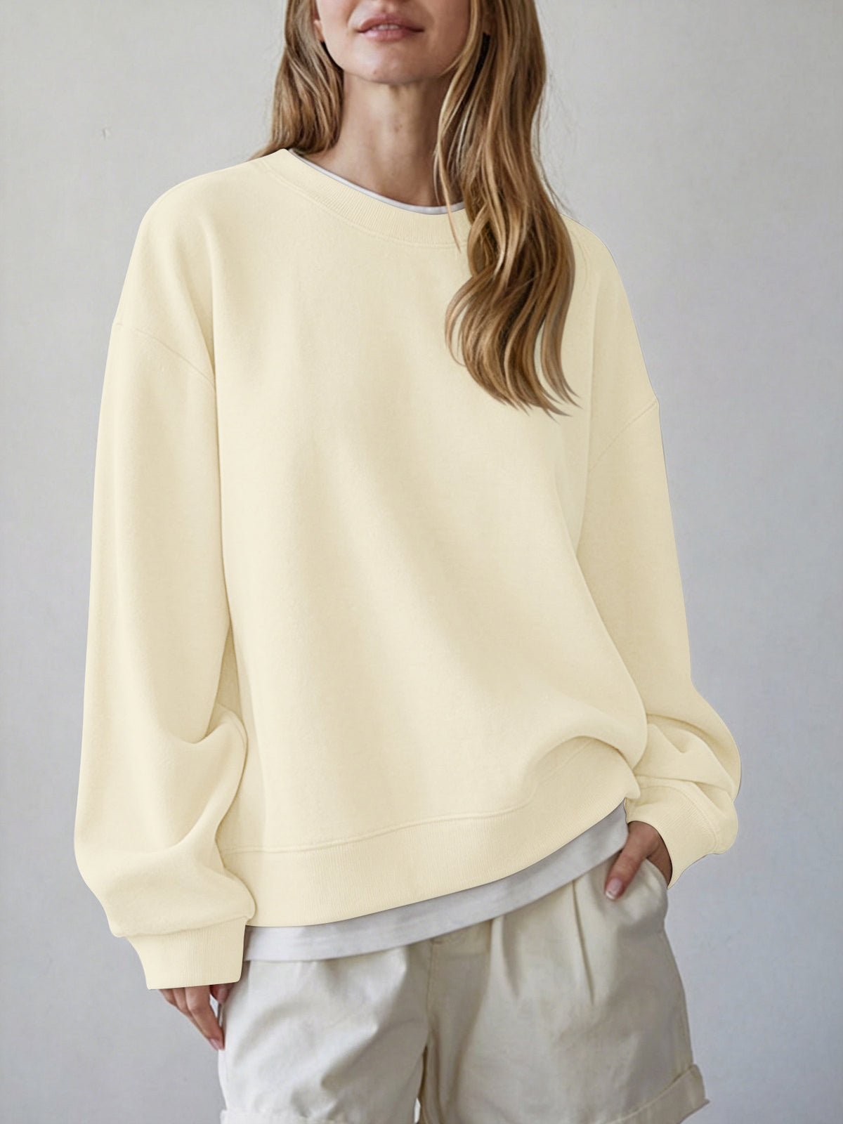 Women's Oversized Color Block Crewneck Sweatshirt