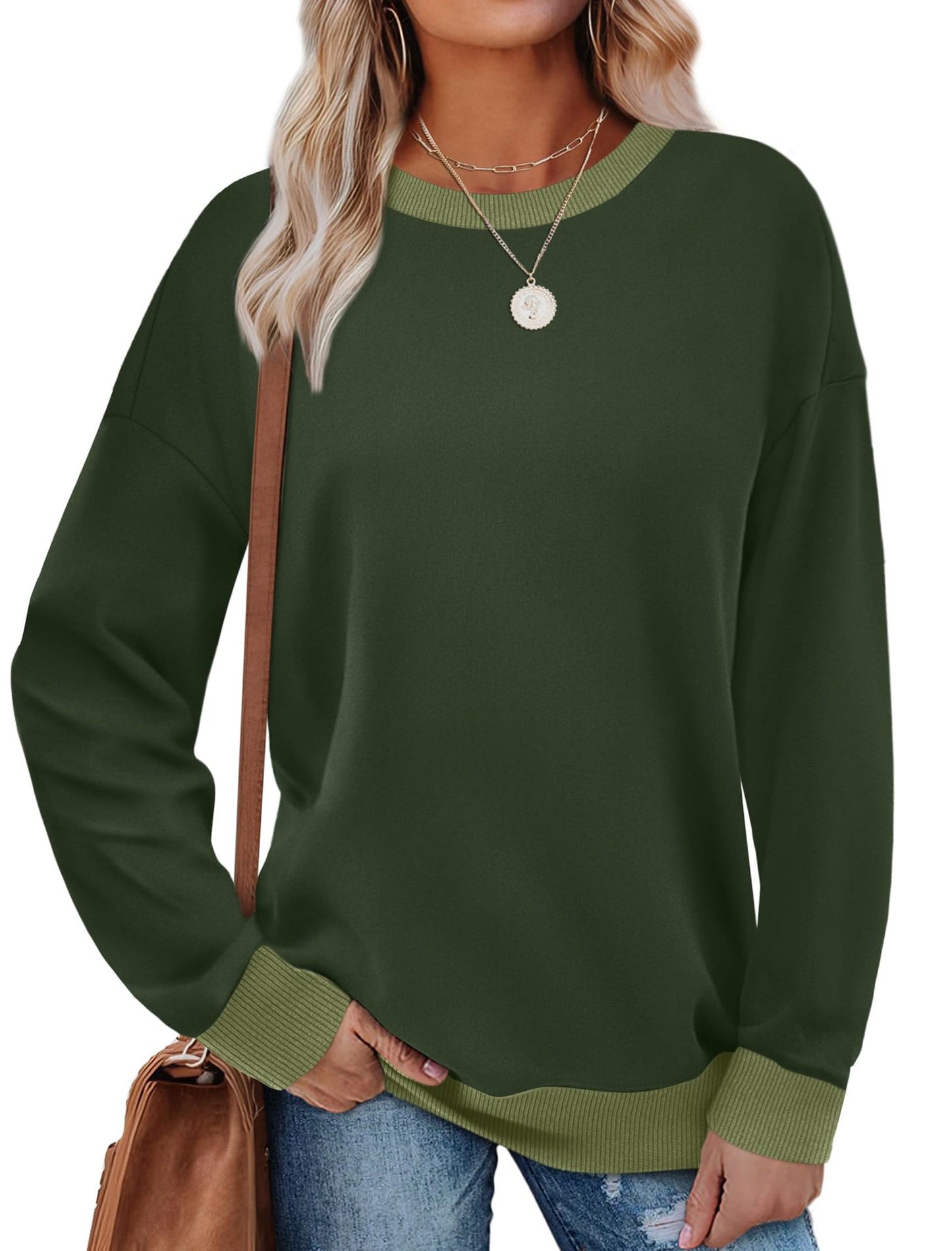 Women's Oversized Colorblock Crewneck Sweatshirt