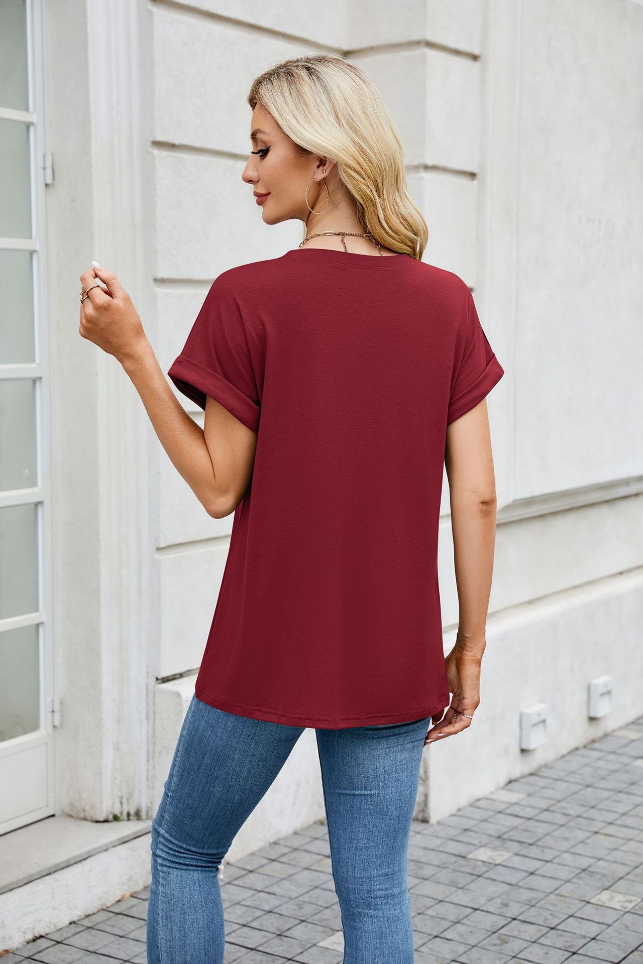 Round Neck Loose Short Sleeve T-Shirt Top