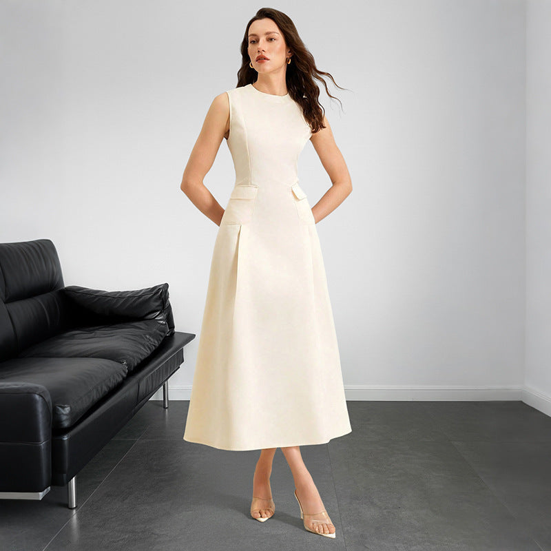 Elegant Sleeveless A Line Maxi Dress Summer Solid Style