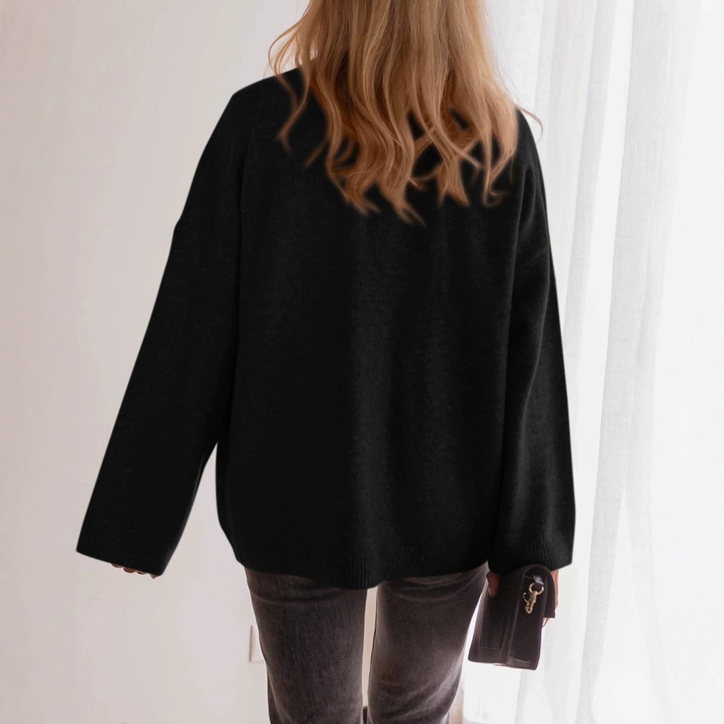 Oversized Button Front Pocket Knit Cardigan