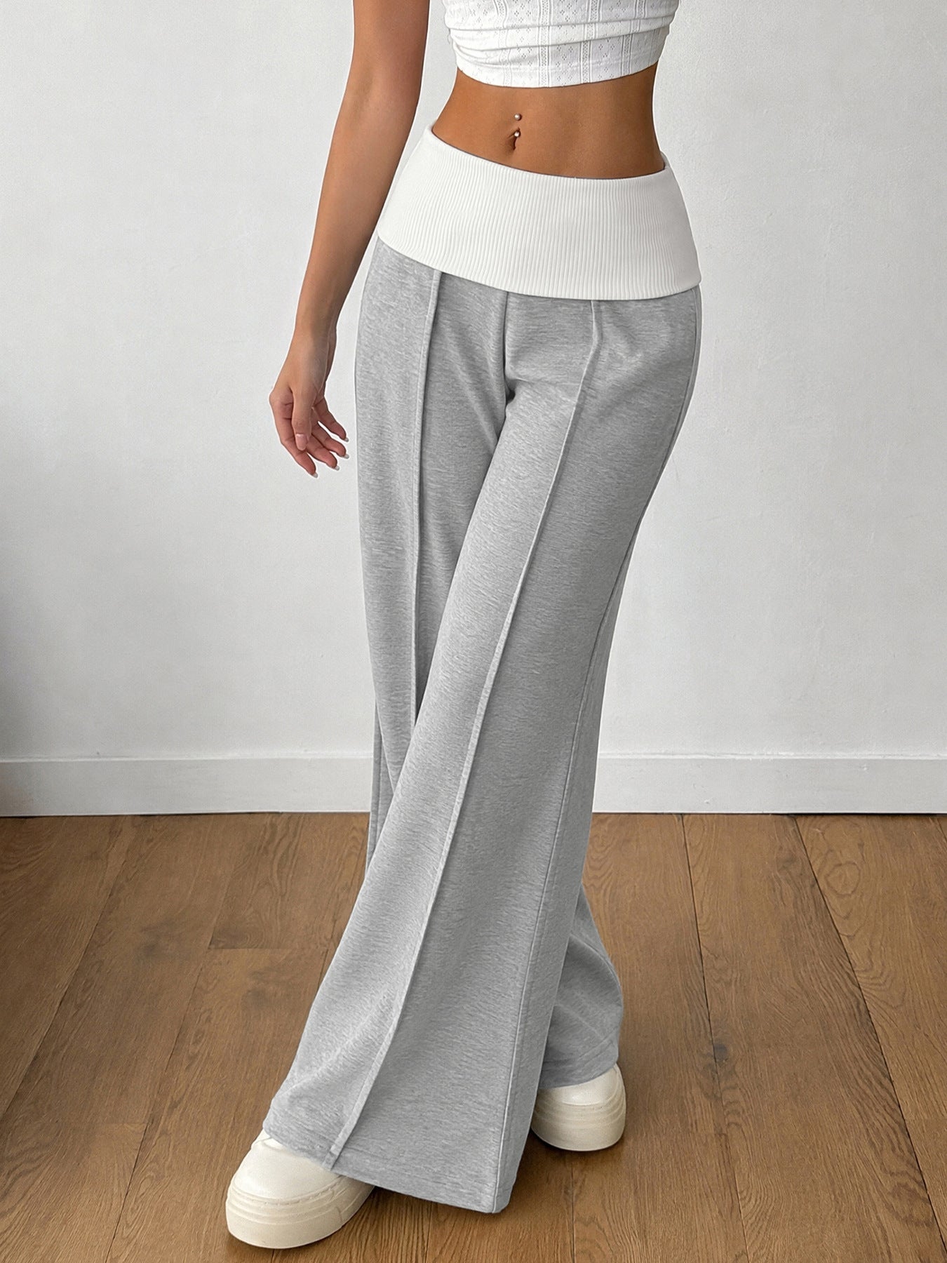 Foldover Waist Wide Leg Lounge Pants