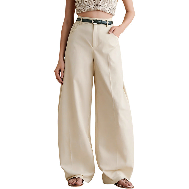 Women's High Waisted Baggy Barrel Leg Pants Cotton Casual