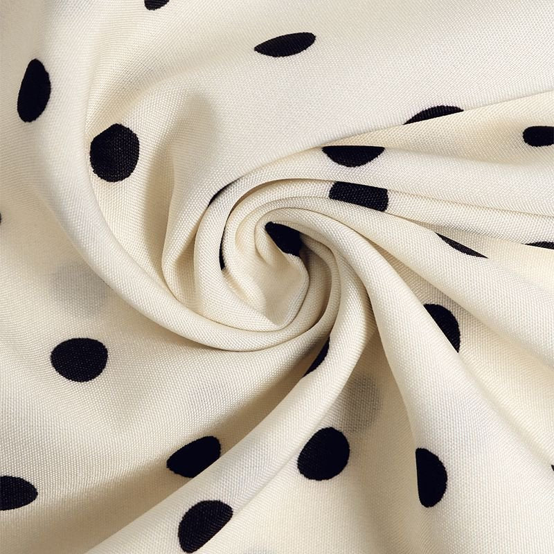 Polka Dot Bow Tie Neck Dress Long Sleeve Vintage Midi