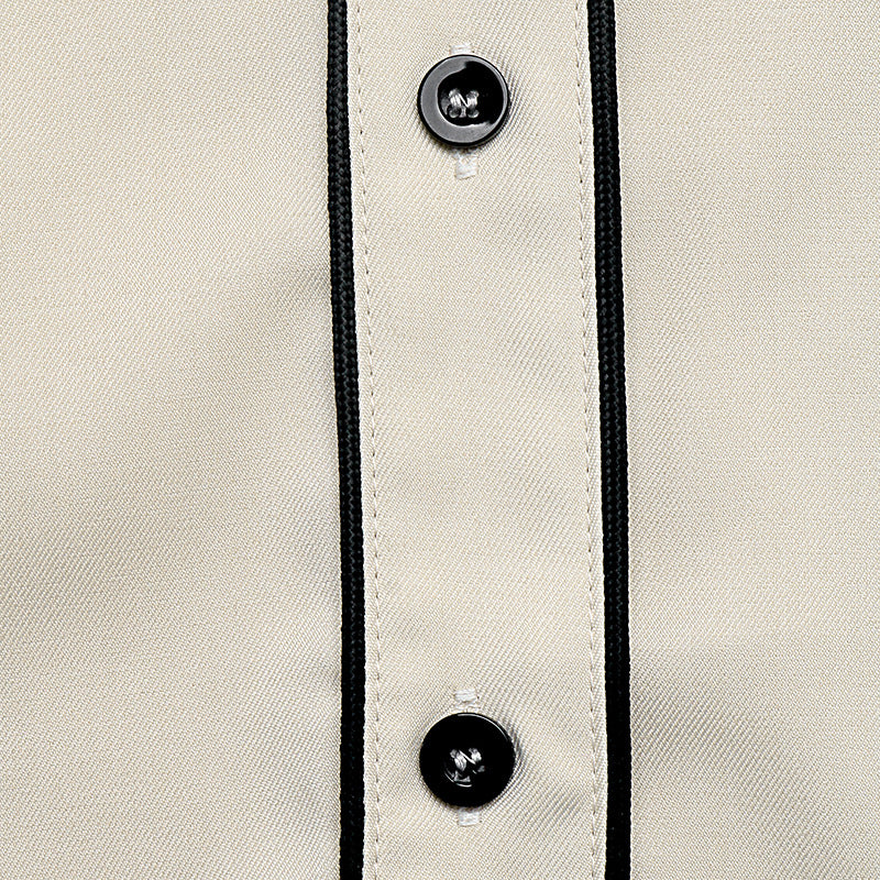 Women's Balloon Sleeve Contrast Trim Button Down Blouse