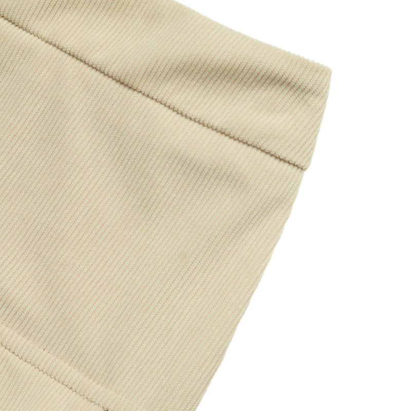 Women's Corduroy High Waist Pleated Midi A-Line Skirt