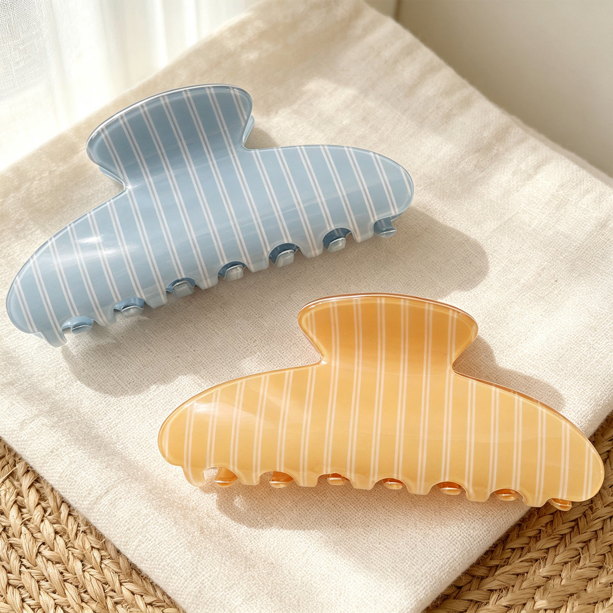 Pastel Stripe Large Hair Claw Clip
