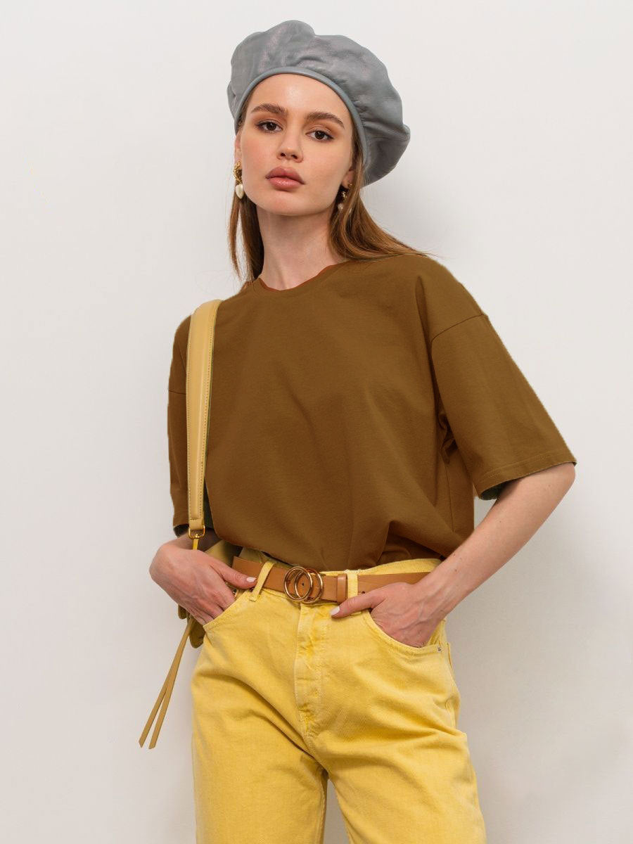 Solid Oversized T Shirt Loose Fit Crewneck Casual Tee