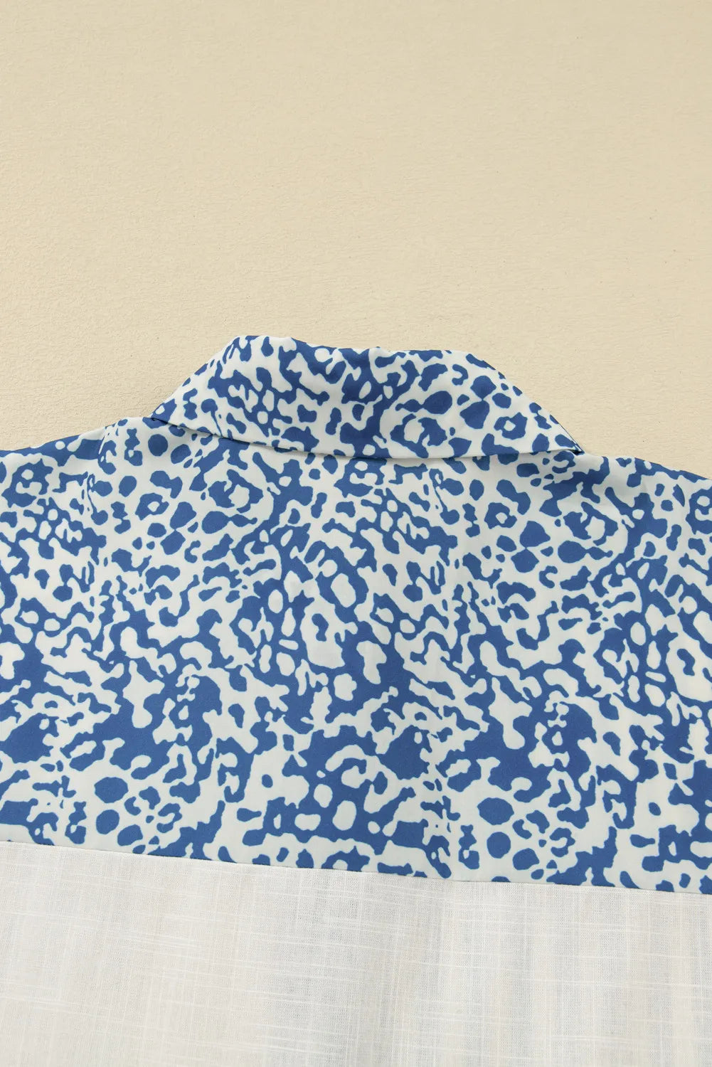 Sky Blue Leopard Striped Patchwork Casual Plus Shirt