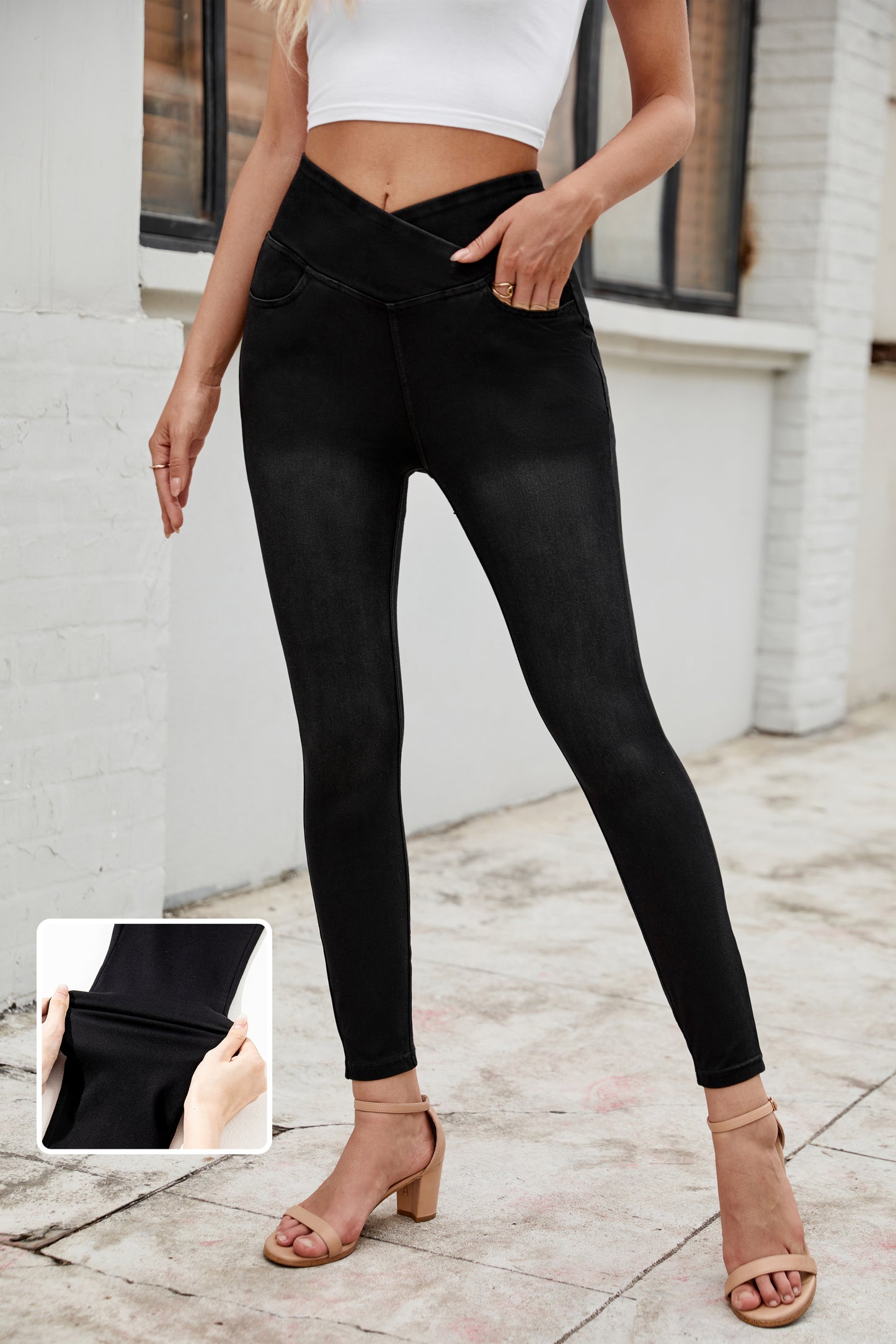 Women's Multi Pockets Crossover High Waist Leggings