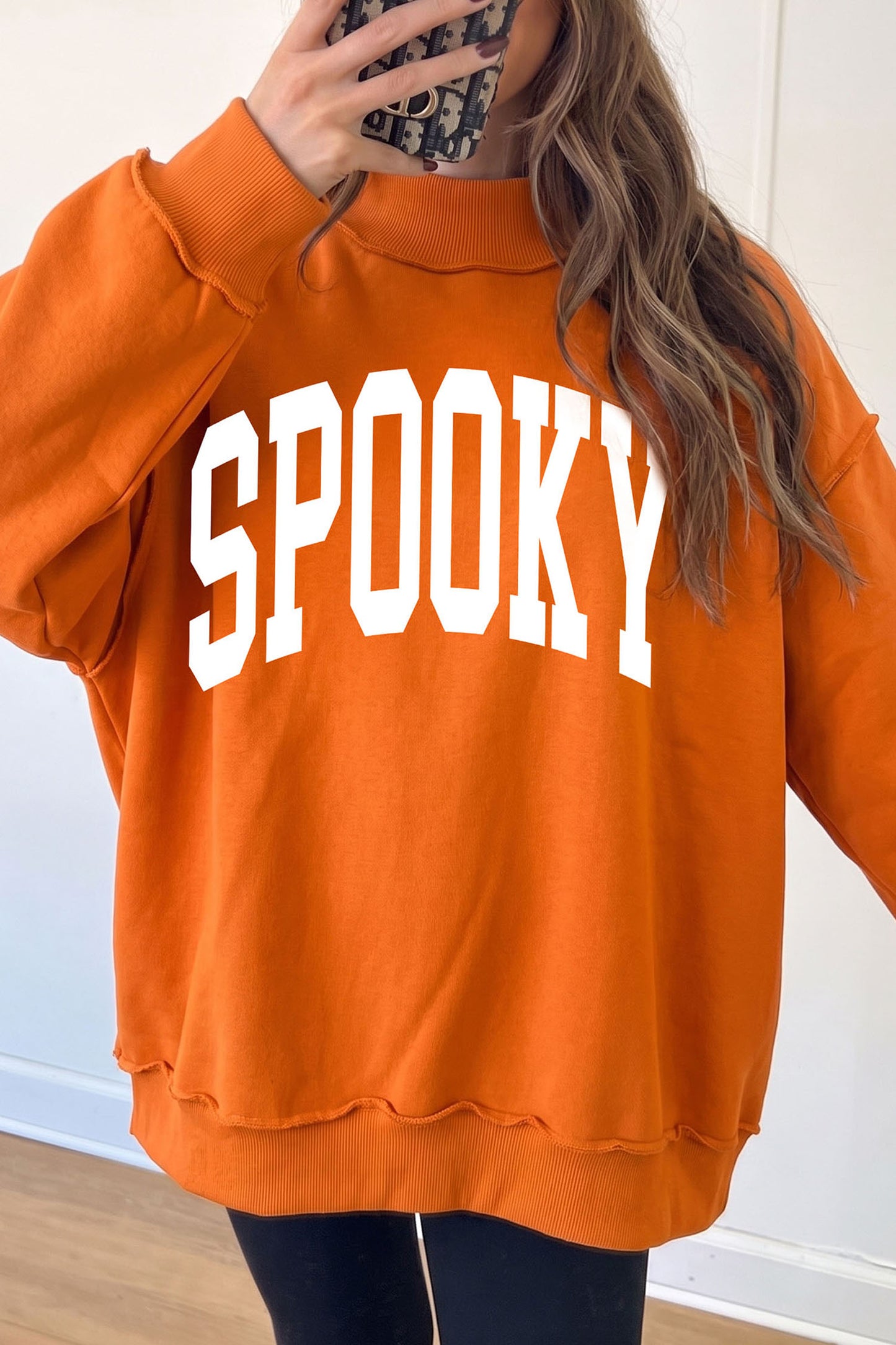 Carrot SPOOKY/ BOO Double Side Print Halloween Reversible Mock Neck Sweatshirt