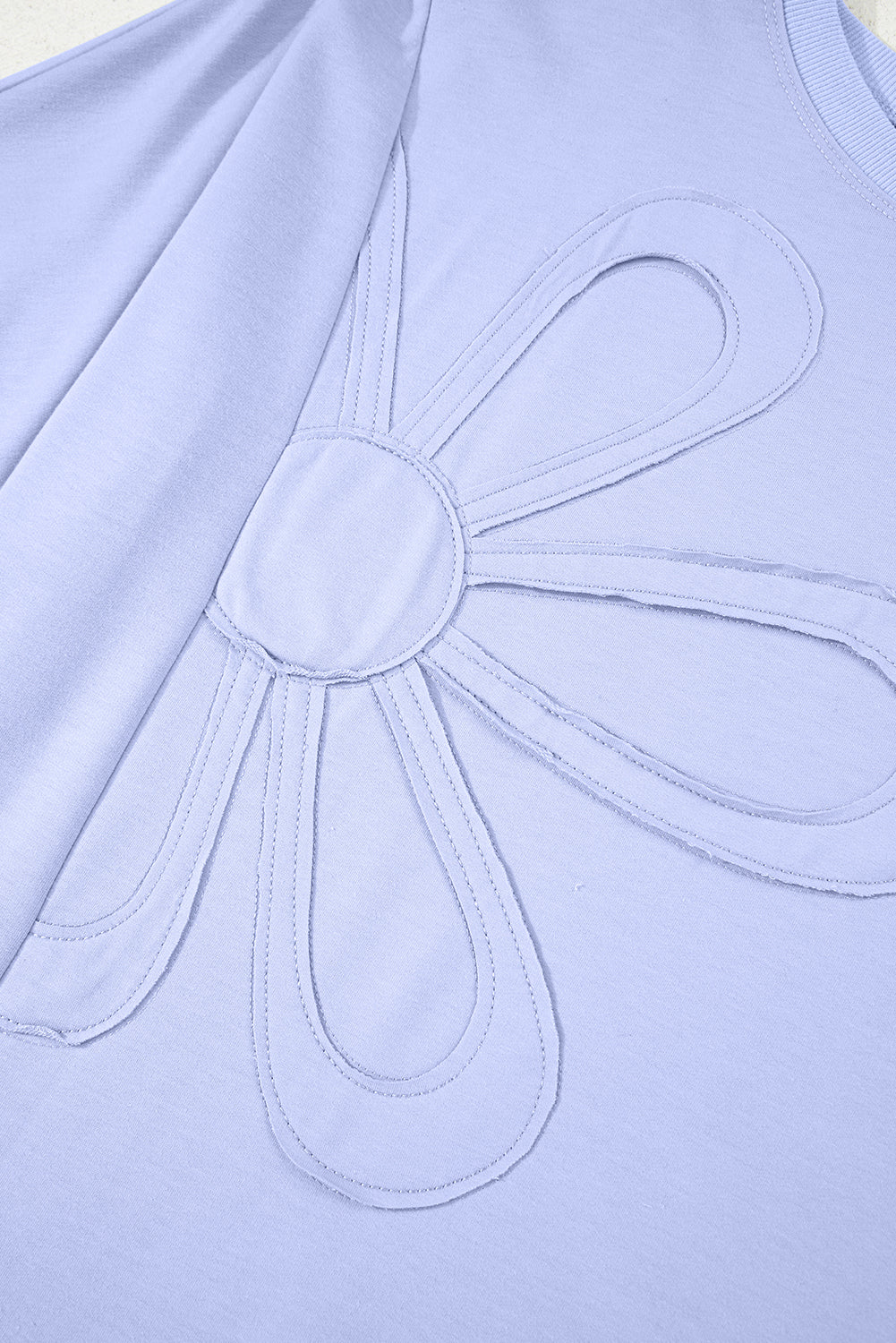 Beau Blue Floral Patched Half Sleeve Tunic Top