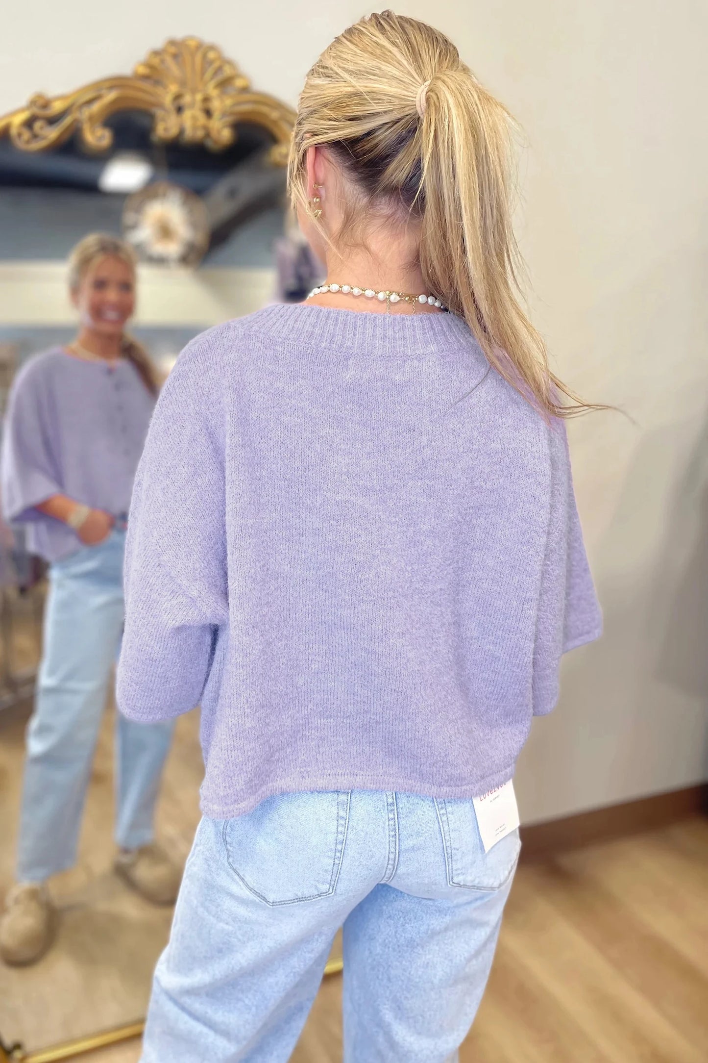 Blossom 3/4 Sleeve Boxy Knit Button Down Sweater Cardigan