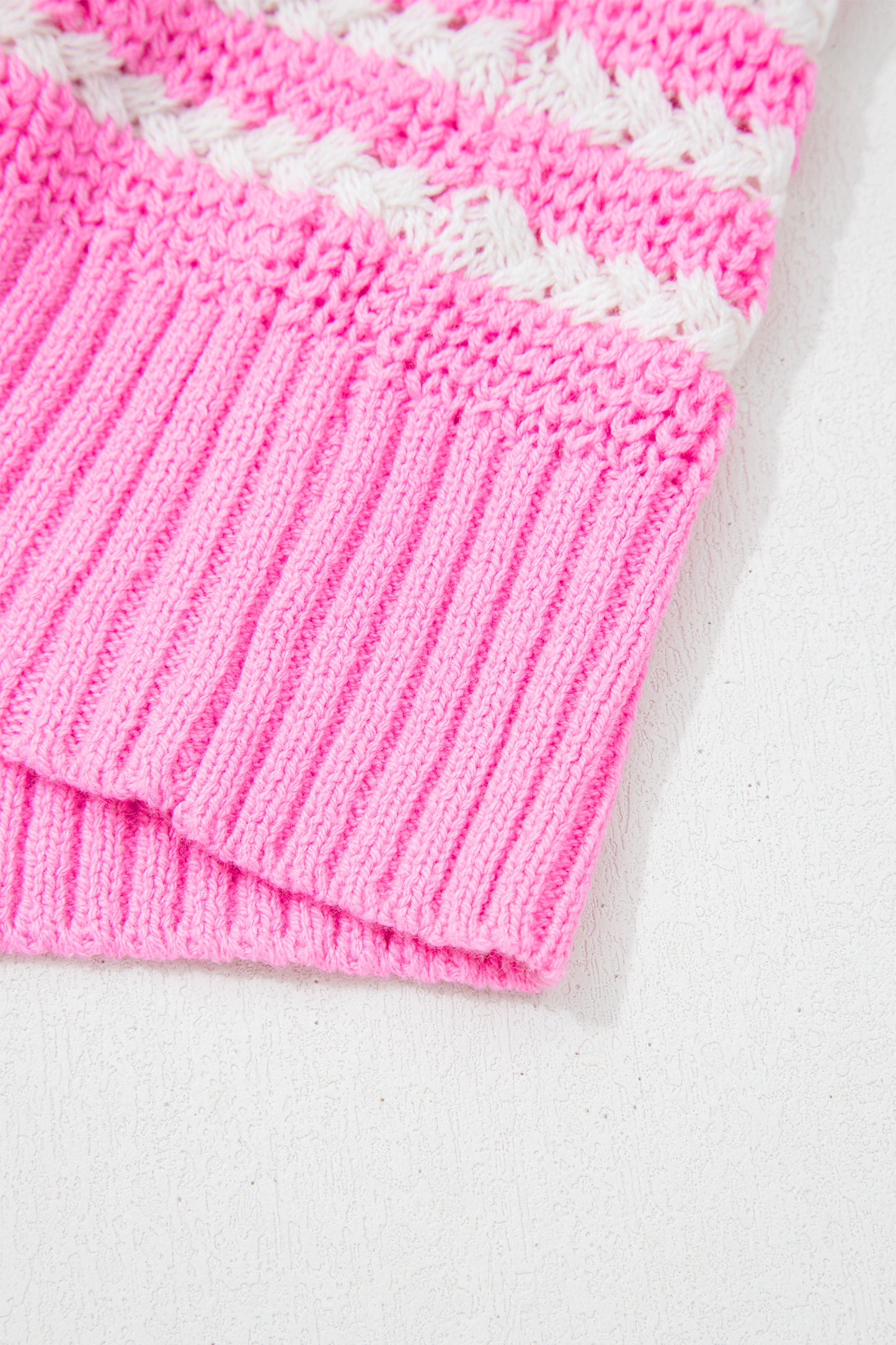 Black Stripe Short Sleeve Knit V Neck Bow Knot Sweater