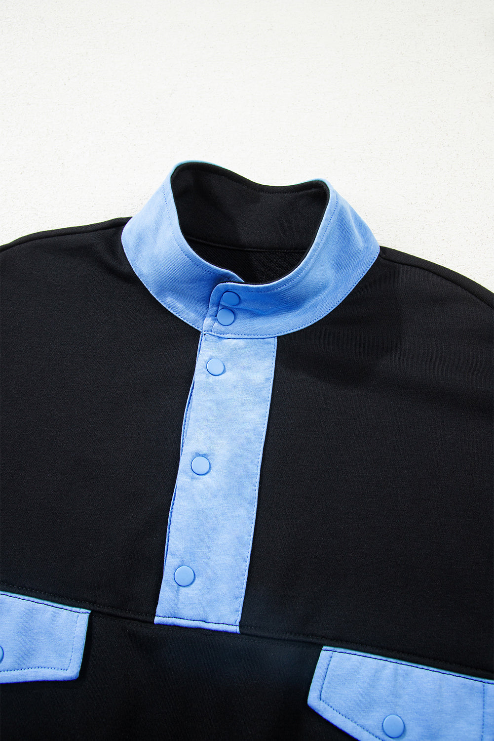 Yellow Color Block Patchwork Half Button Pullover and Shorts 2pcs Outfit