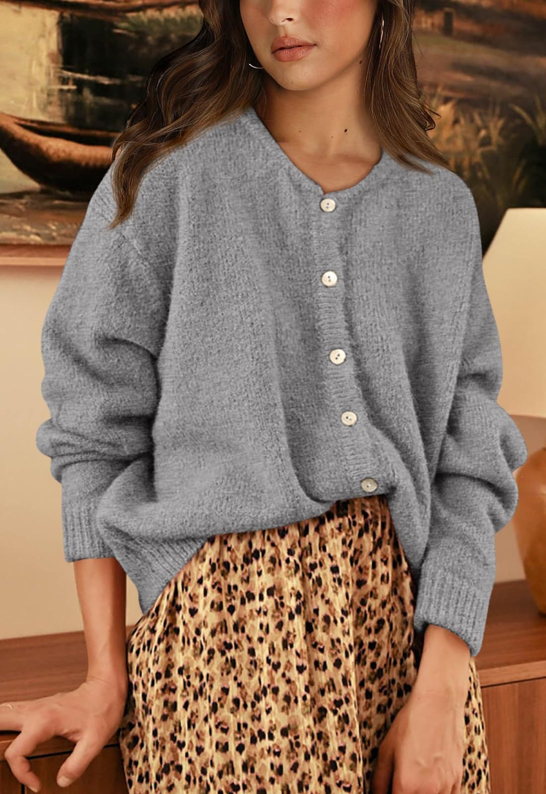 Textured Knit Button Front Cozy Cardigan