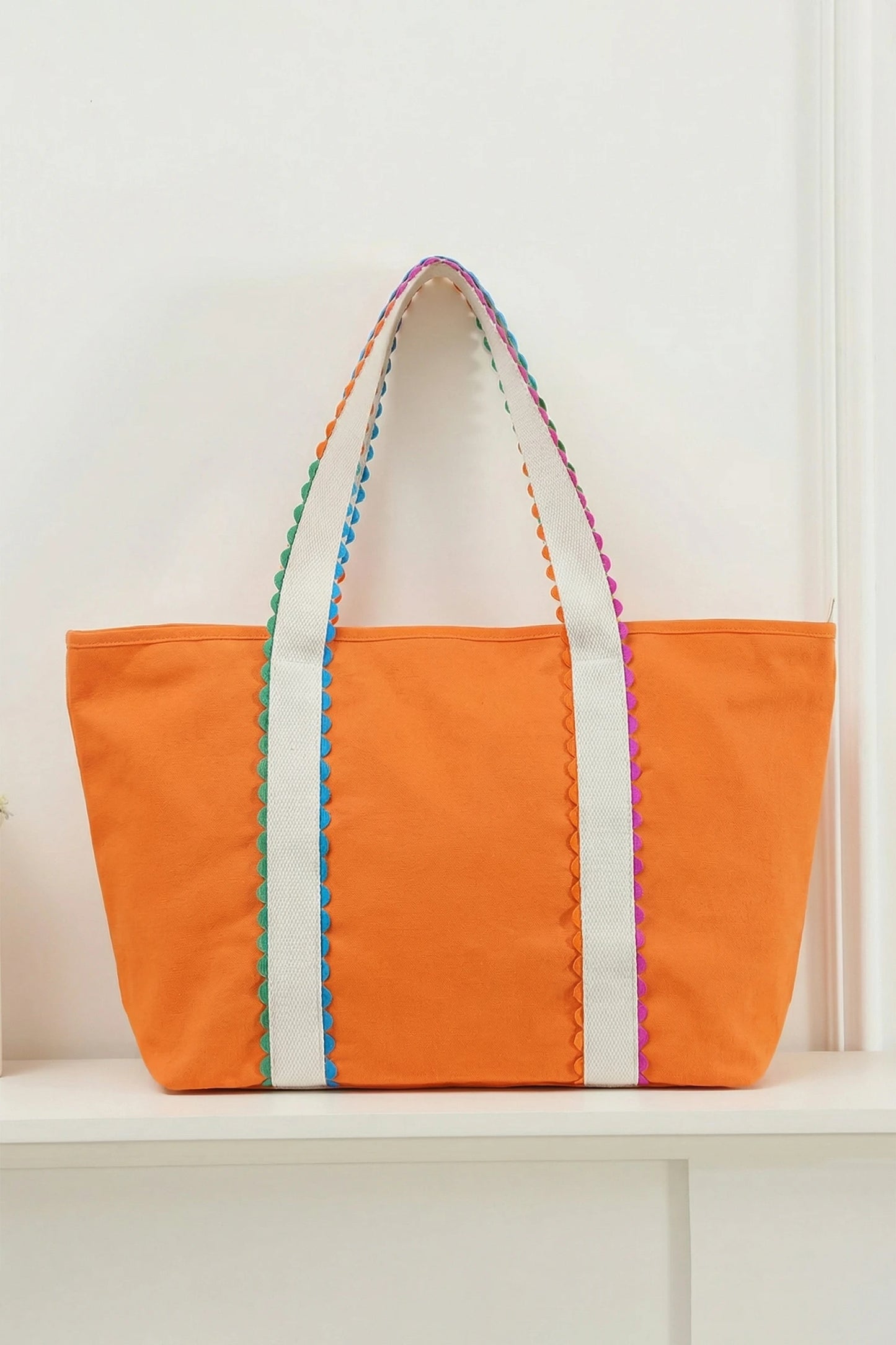 Colorful Ricrac Detail Canvas Tote Bag
