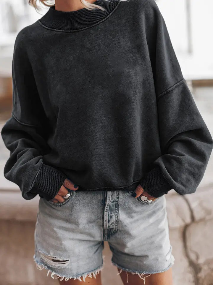 Brown Drop Shoulder Crew Neck Pullover Sweatshirt