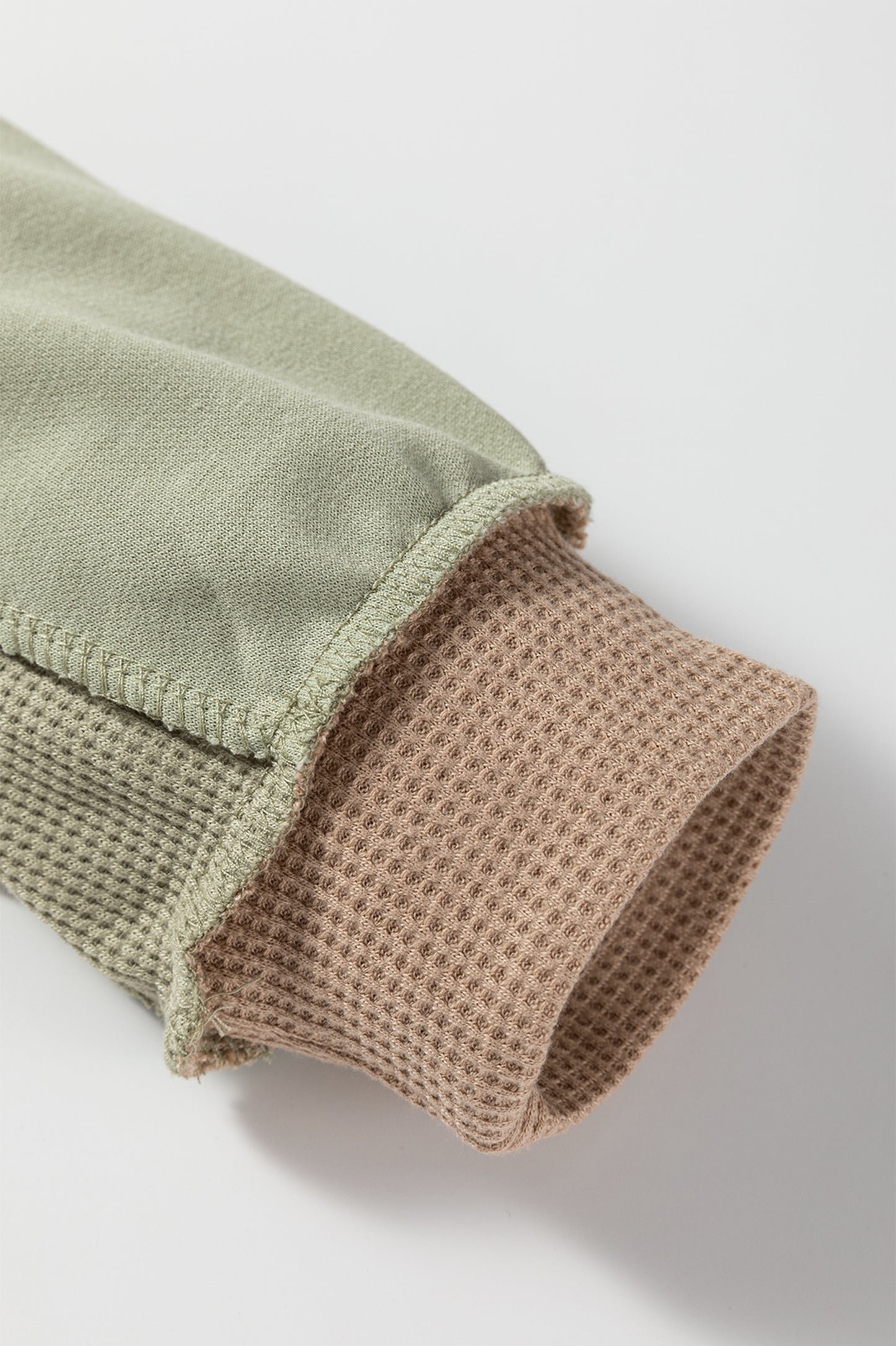 Color Block Mix Texture Waffle Patchwork Oversize Sweatshirt