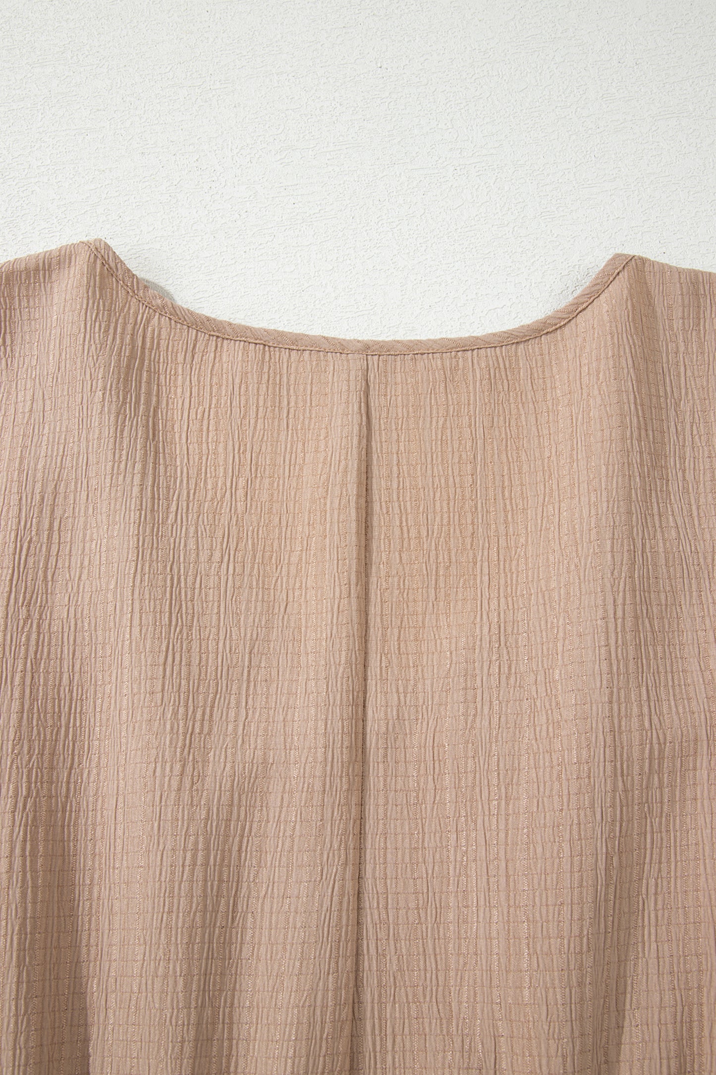 Dark Khaki Plus Size Textured Ruffled Short Sleeve Dress