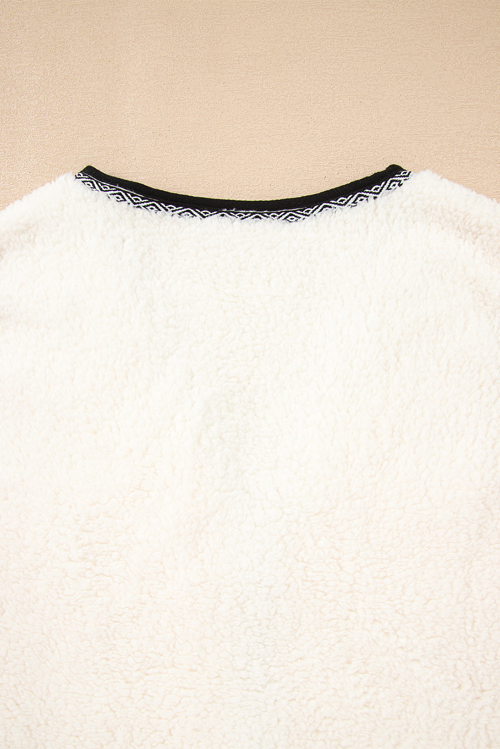 White Sherpa Contrast Trim Patch Pocket Cartridge Toggle Button Vest